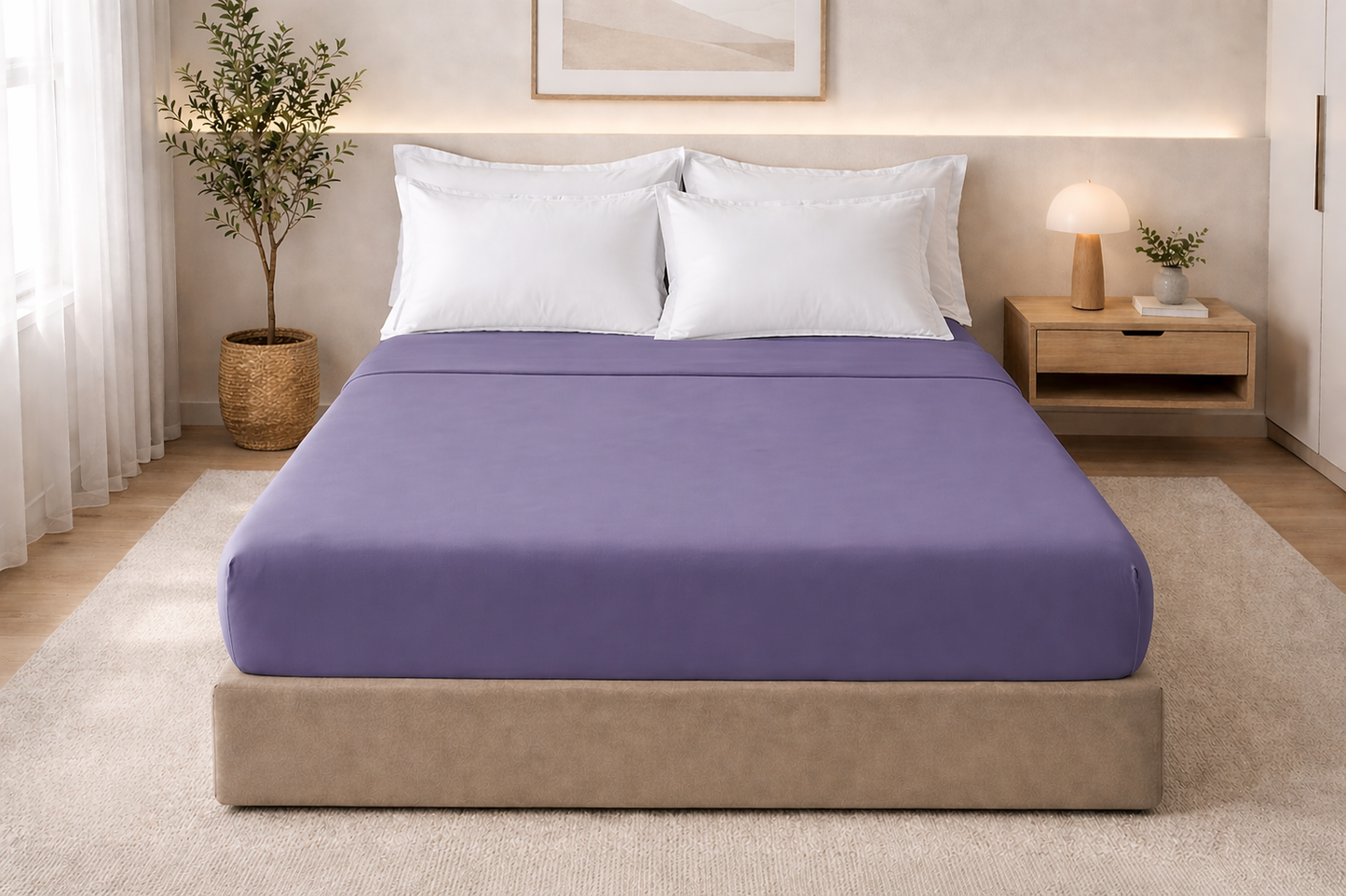 Drap housse en coton violet