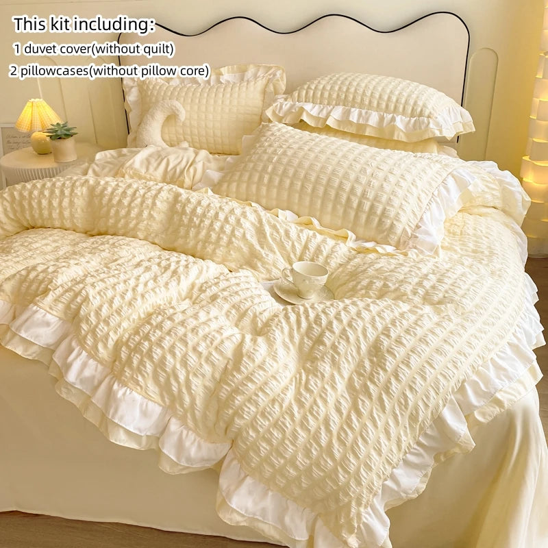 Housse de couette coreene JAUNE + kit