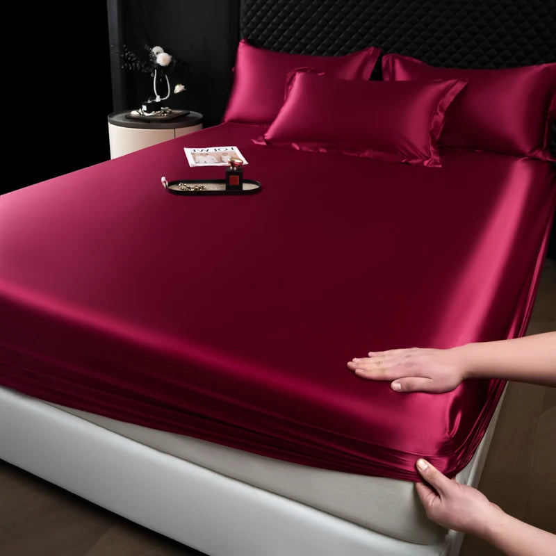 Drap Housse en Satin — Rouge