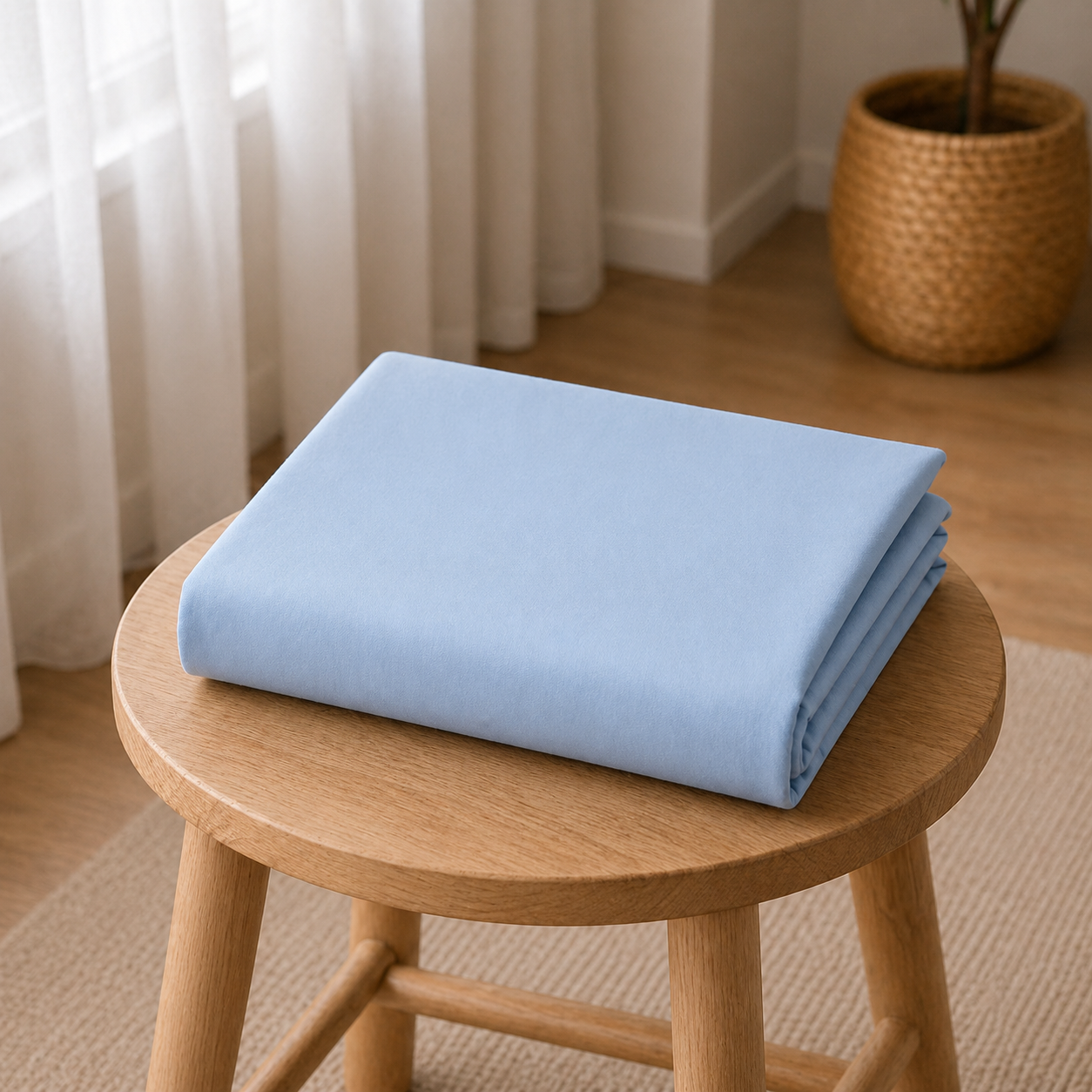 Drap housse en coton Bleu
