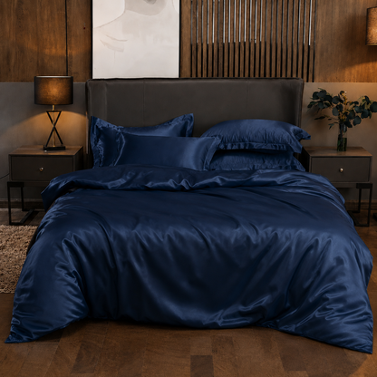 Parure de lit en satin - Bleu Saphyr