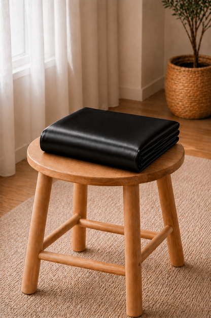 Drap Housse en Satin Noir