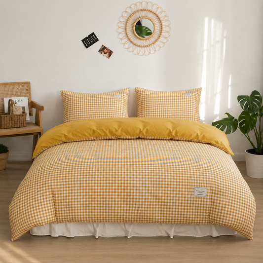 Parure de lit en coton - Vichy Soleil