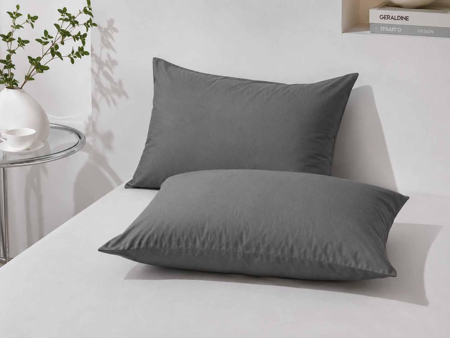 Taie-d'oreiller en coton - Gris Minéral