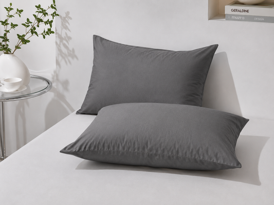 Taie-d'oreiller en coton - Gris Minéral