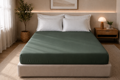 Drap housse vert olive