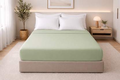 Drap Housse en coton vert
