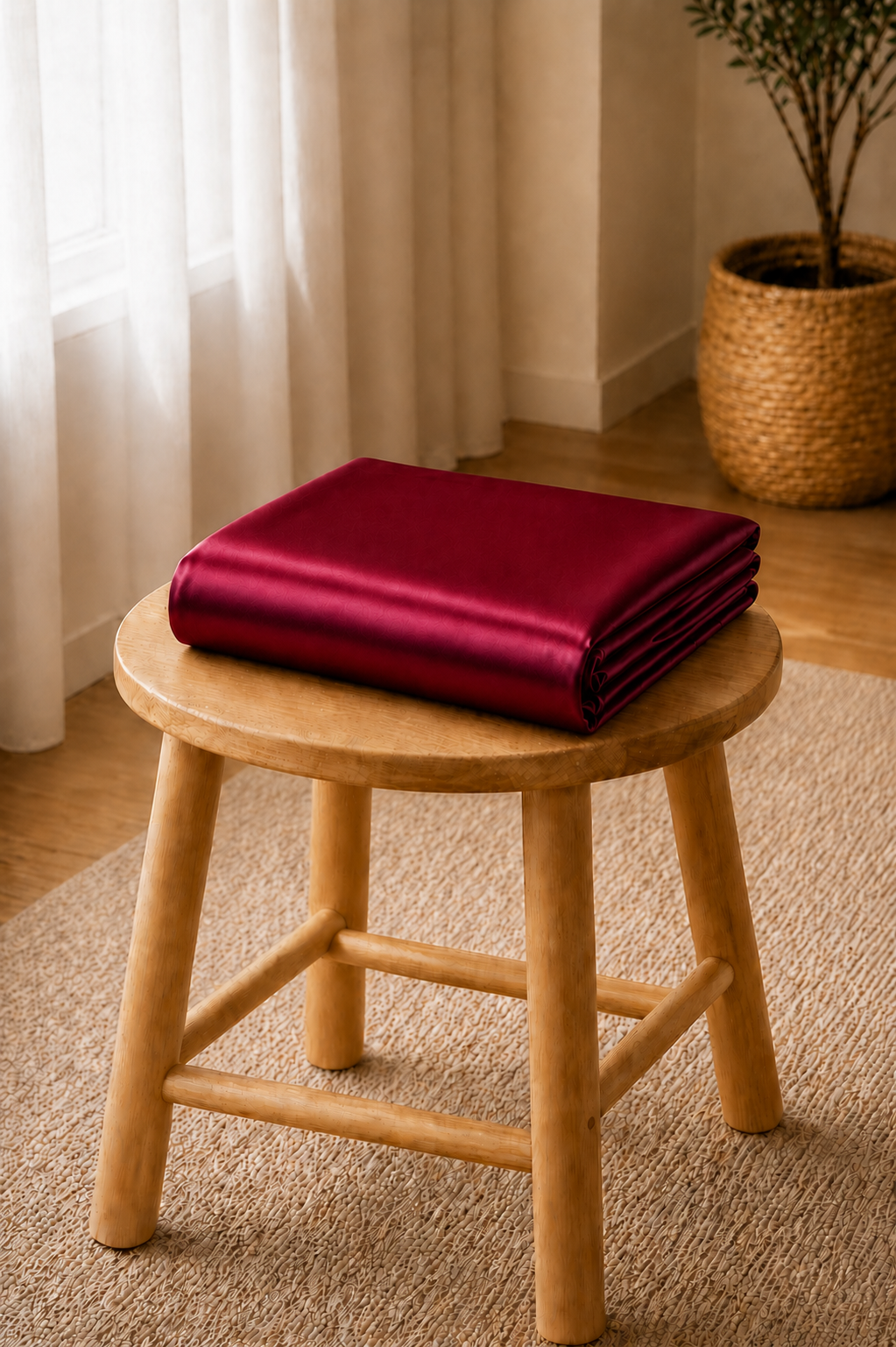 Drap-Housse en Satin Rouge