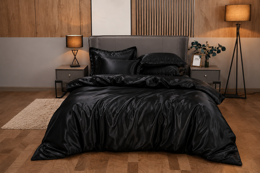 Parure de lit en satin - Noir Onyx