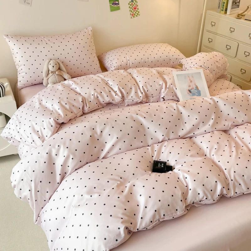 Kit Housse de couette + Taie a point Rose