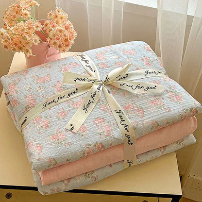 Housse de couette imprimé Fleur bleu