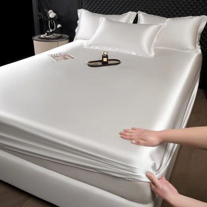 Drap Housse en Satin Blanc