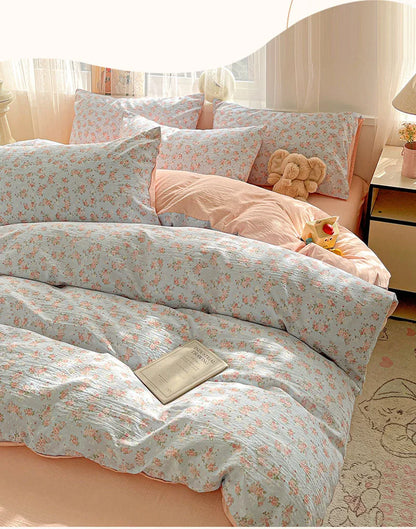 Housse de couette imprimé Fleur bleu