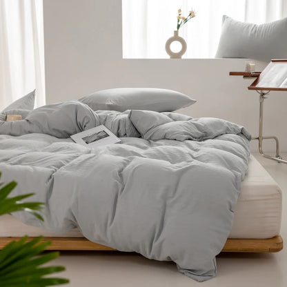 Housse de Couette en Coton Gris