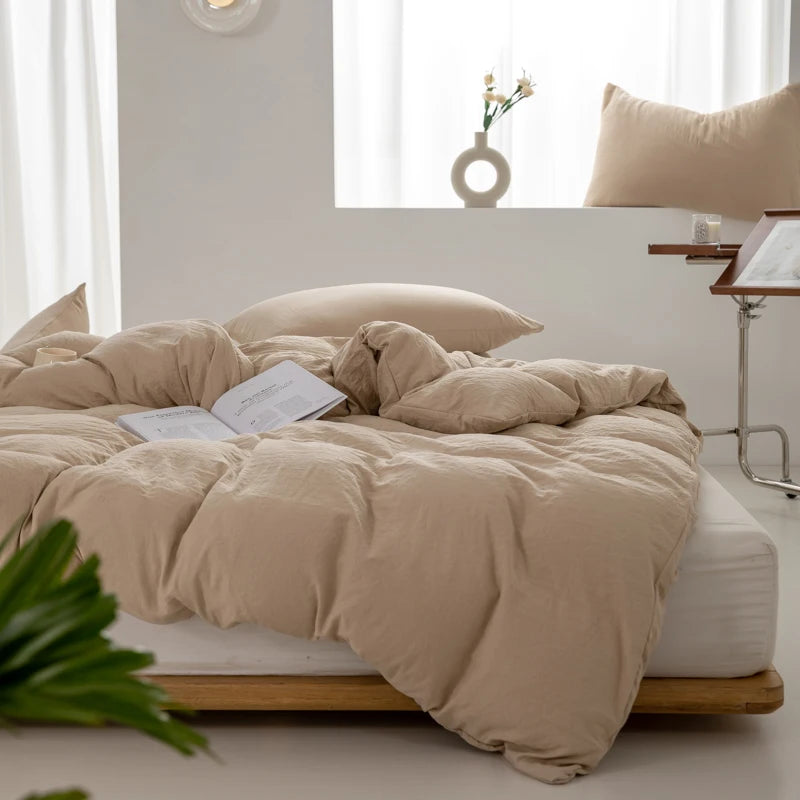 Housse de Couette en Coton Beige