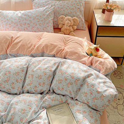 Housse de couette imprimé Fleur bleu