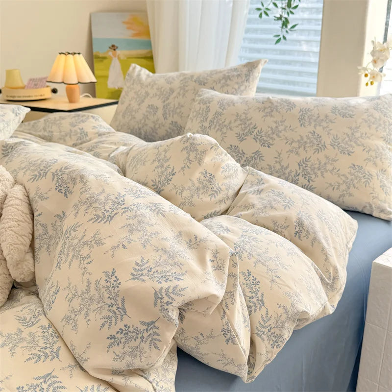 Kit housse de couette fleurie verte