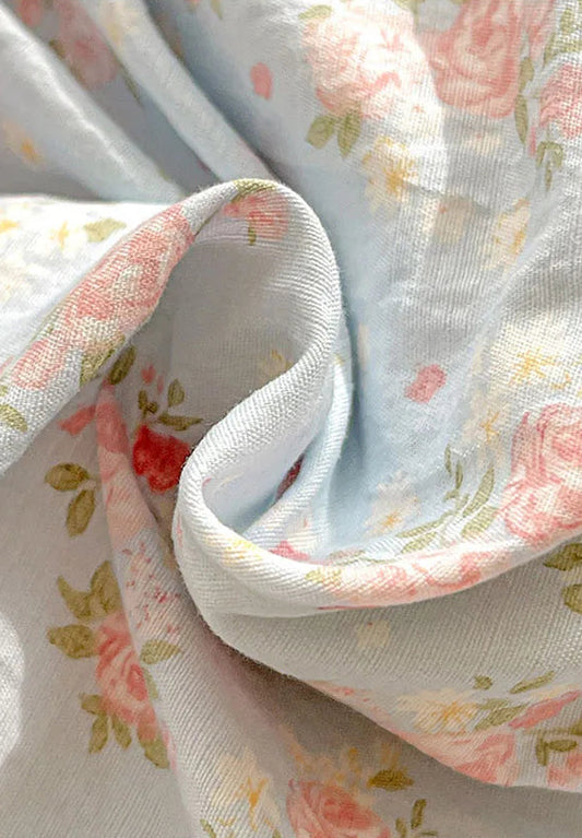 Housse de couette imprimé Fleur bleu